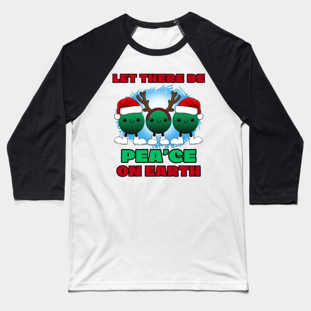 Funny Christmas snow peas, Let there be Pea'ce on earth Baseball T-Shirt by Shean Fritts 